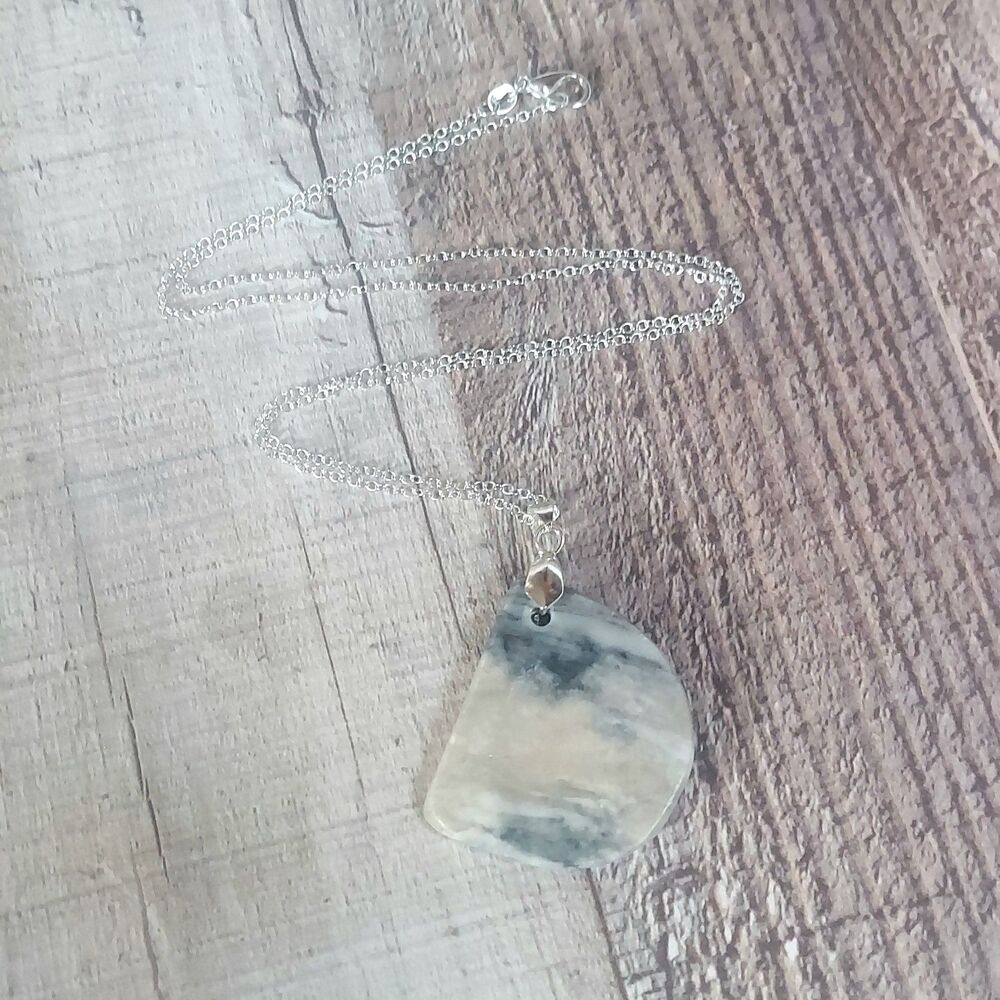 Mexican Onyx Worry Stone Necklace multi color Natural Stone Pendant